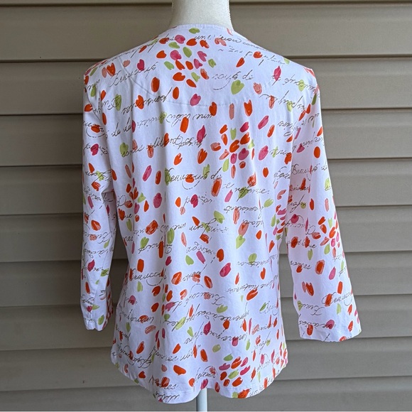 •Ruby Rd.• Abstract Pattern Sequin Knit 3/4 Sleeve Top - Size Large - Picture 5 of 7